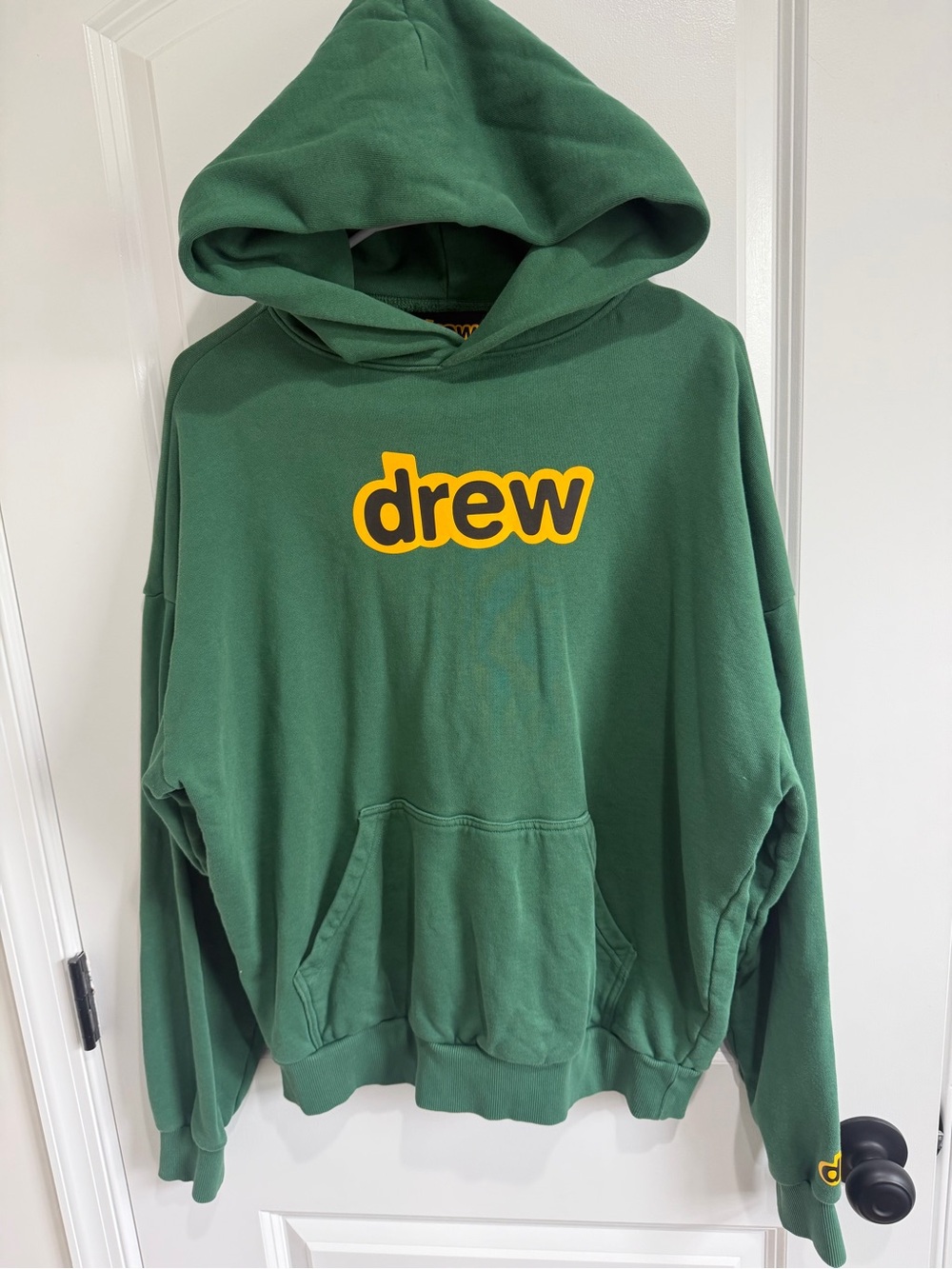 drew house Green Hoodie with Yellow Logo - Men's Sweater